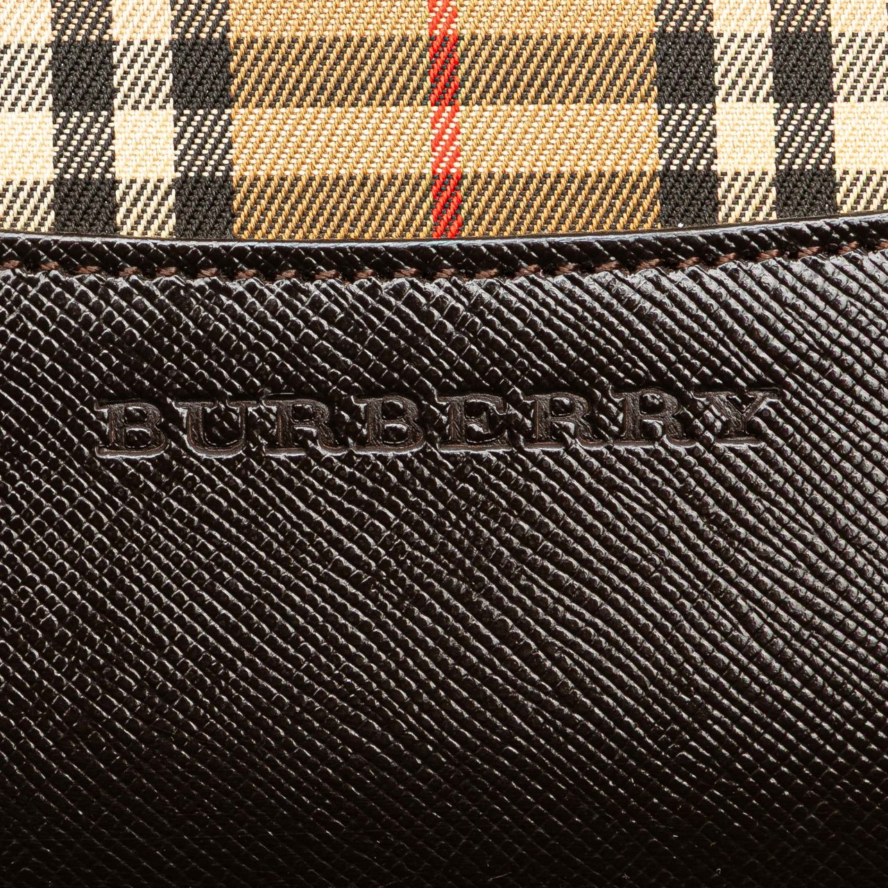 Burberry Haymarket Check Canvas Handbag Bruin