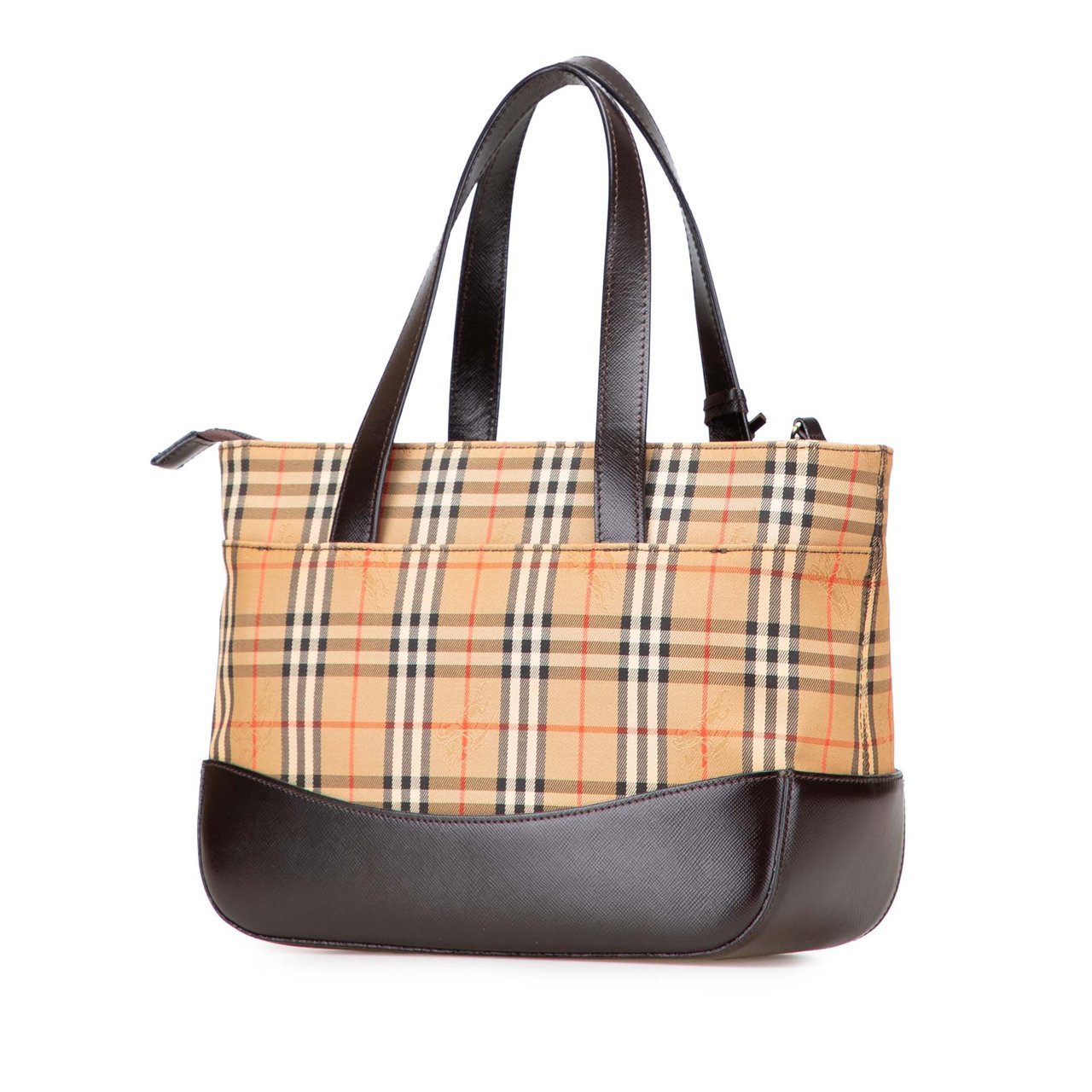 Burberry Haymarket Check Canvas Handbag Bruin
