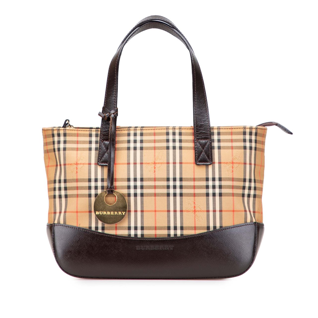 Burberry Haymarket Check Canvas Handbag Bruin