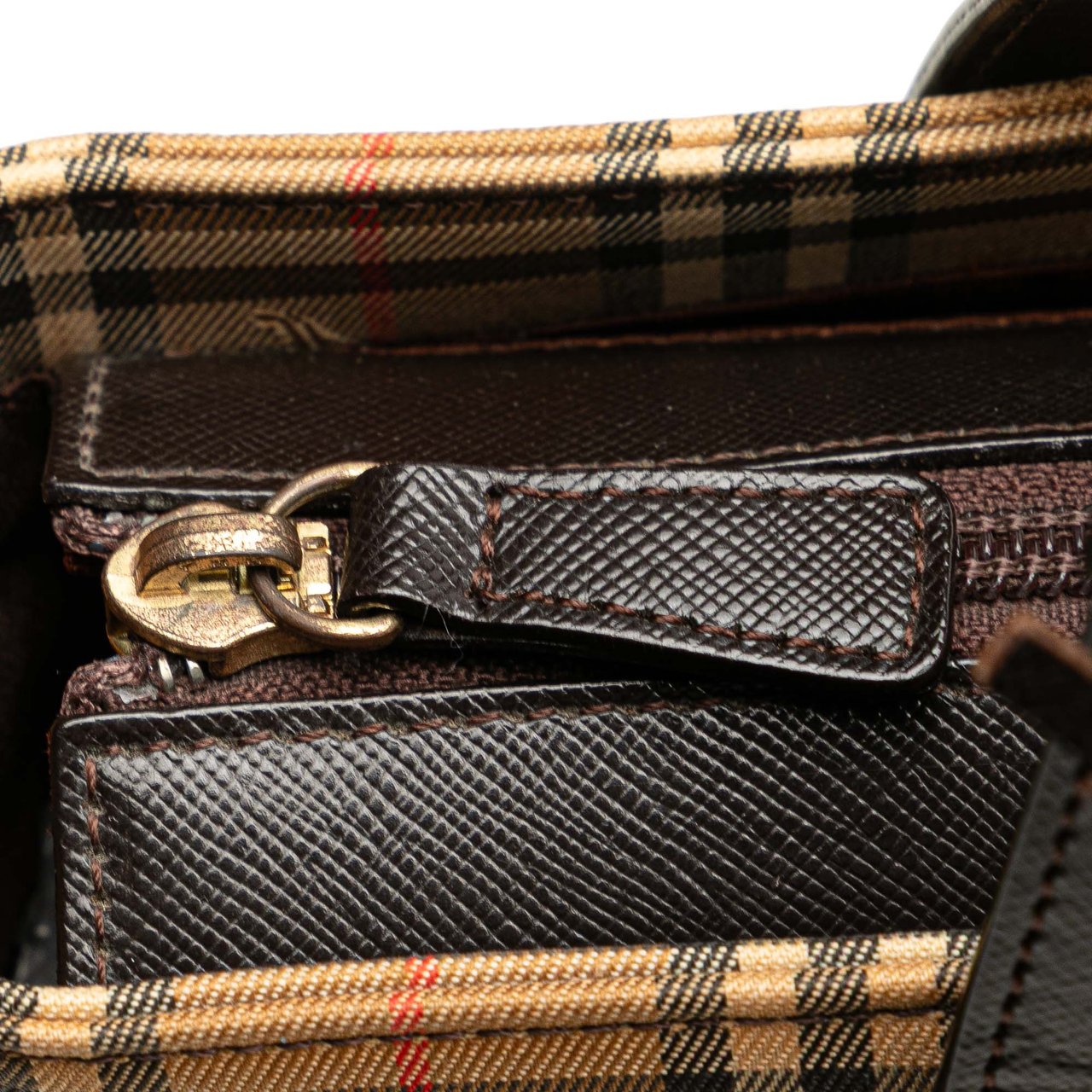 Burberry Haymarket Check Canvas Handbag Bruin