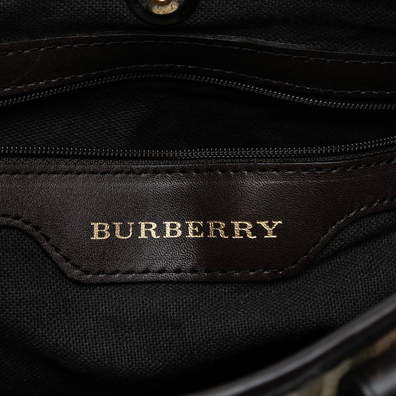 Burberry Haymarket Check Coated Canvas Tote Bruin