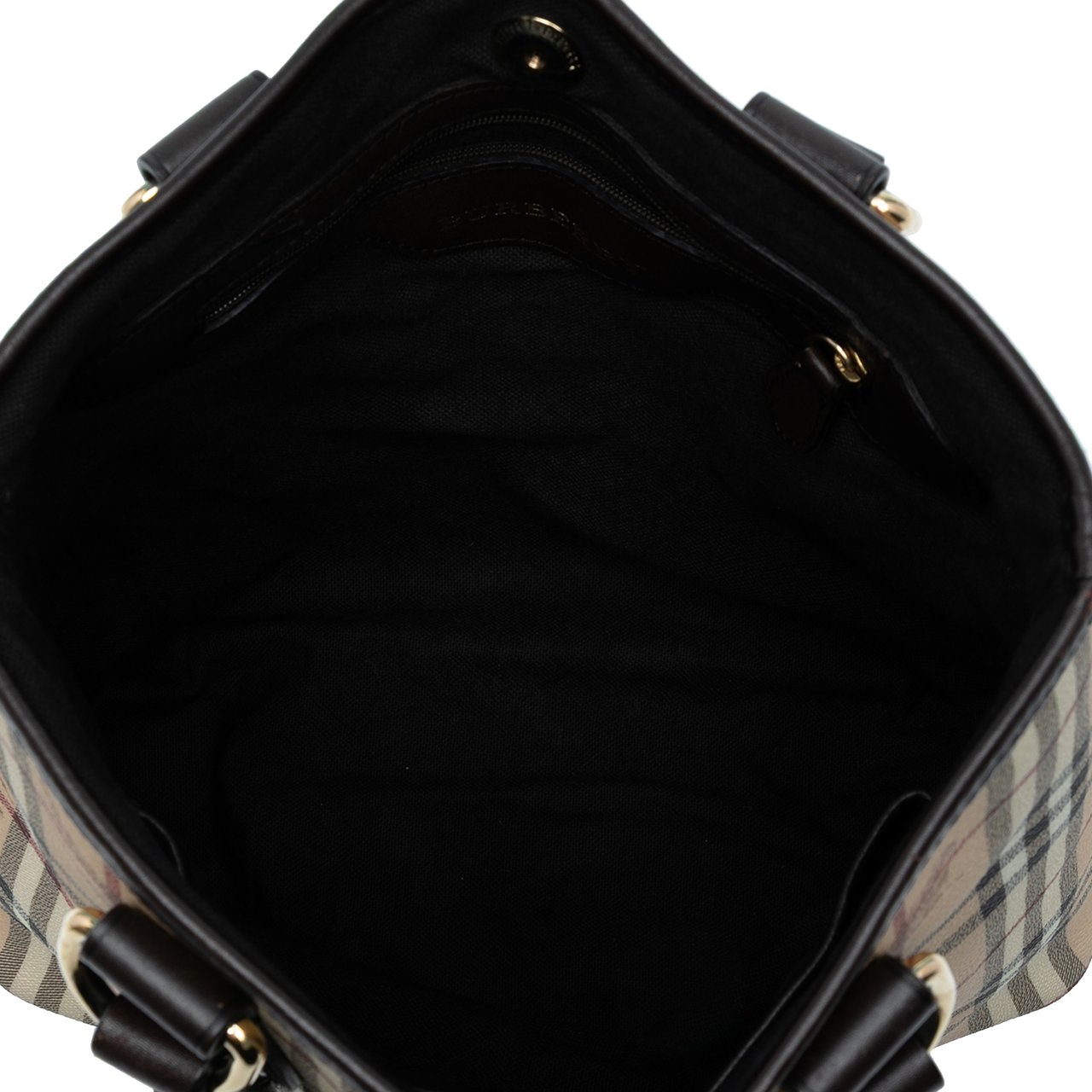 Burberry Haymarket Check Coated Canvas Tote Bruin