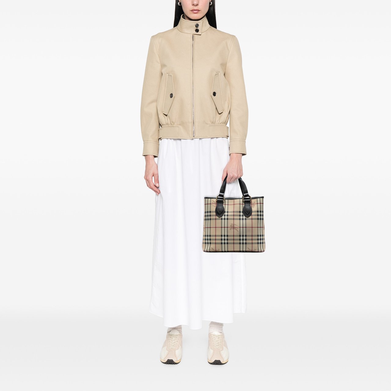 Burberry Haymarket Check Coated Canvas Tote Bruin