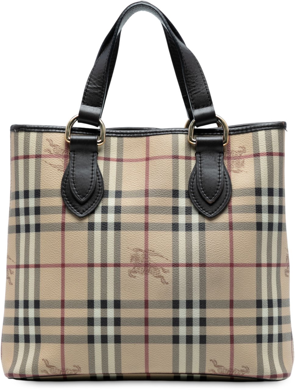 Burberry Haymarket Check Coated Canvas Tote Bruin