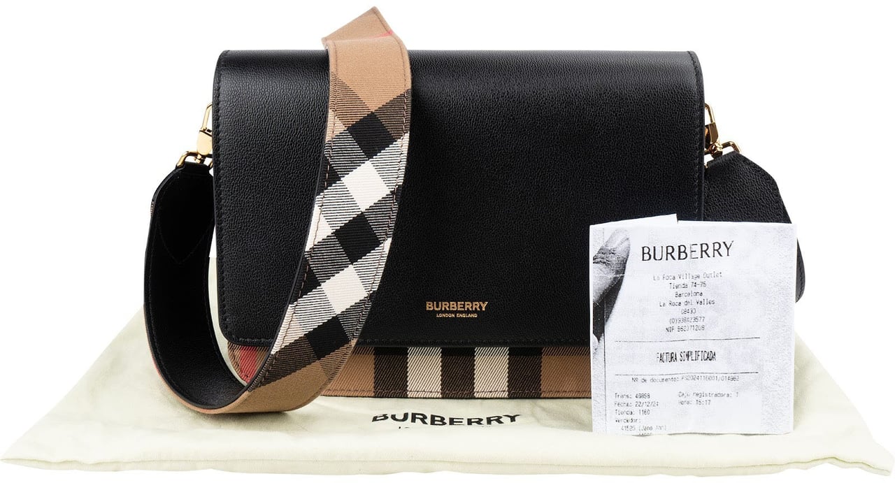 Burberry Nova-Check Monogram Mackford Crossbody Bag Zwart