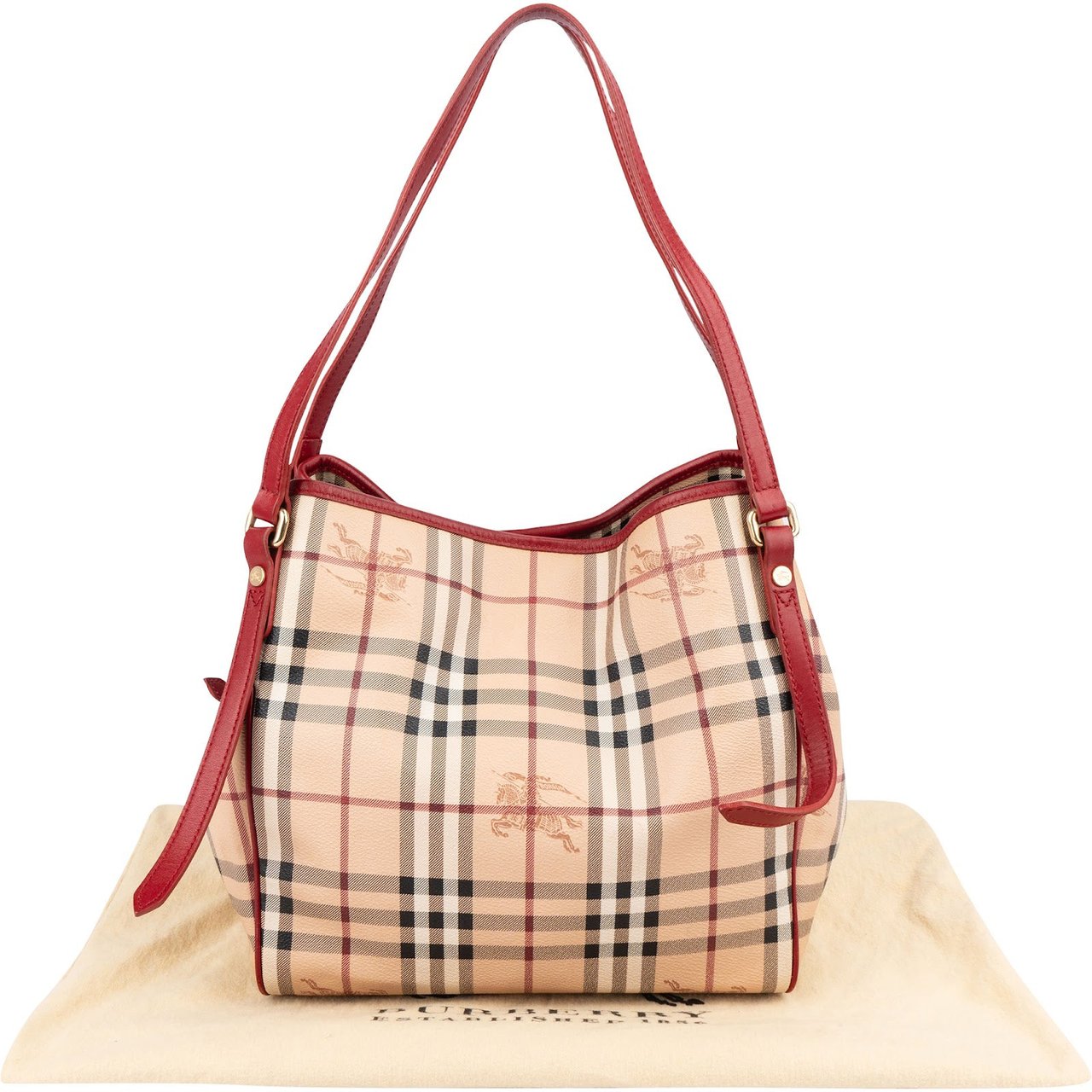 Burberry Nova-Check Monogram Haymarket Hobo Shoulder Bag Beige