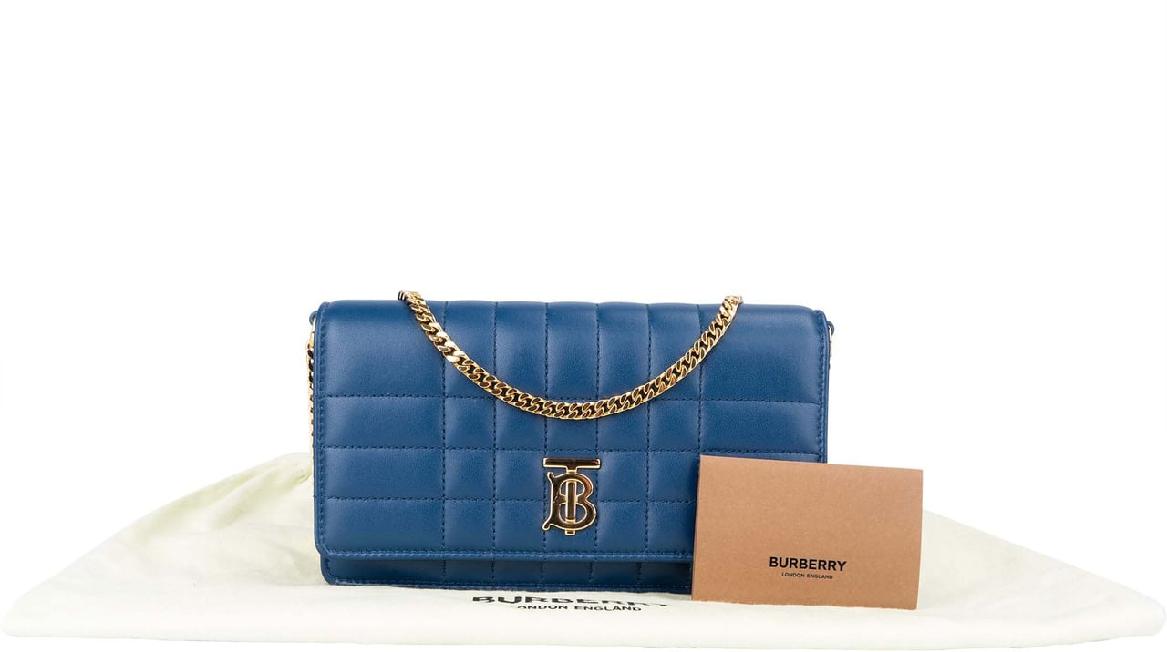 Burberry Burberry Blue Quilted Leather Lola Crossbody Bag Blauw