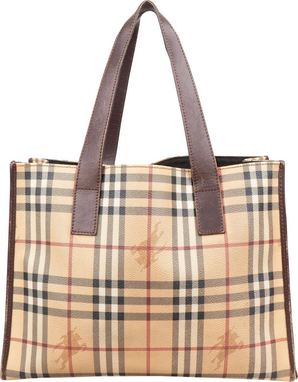 Burberry Haymarket Check Tote Shoulder Bag Beige