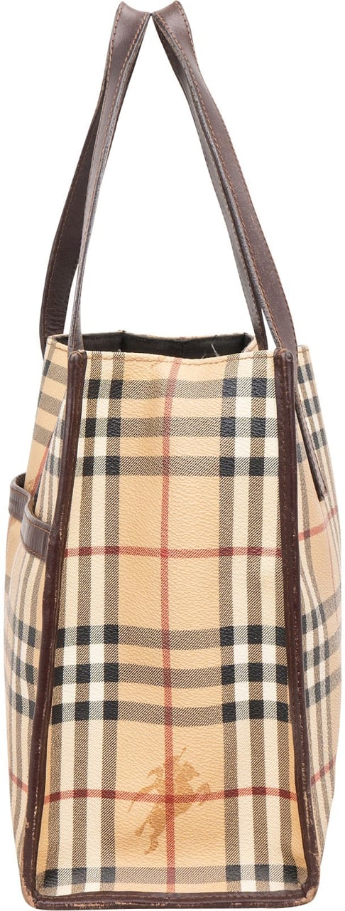 Burberry Haymarket Check Tote Shoulder Bag Beige
