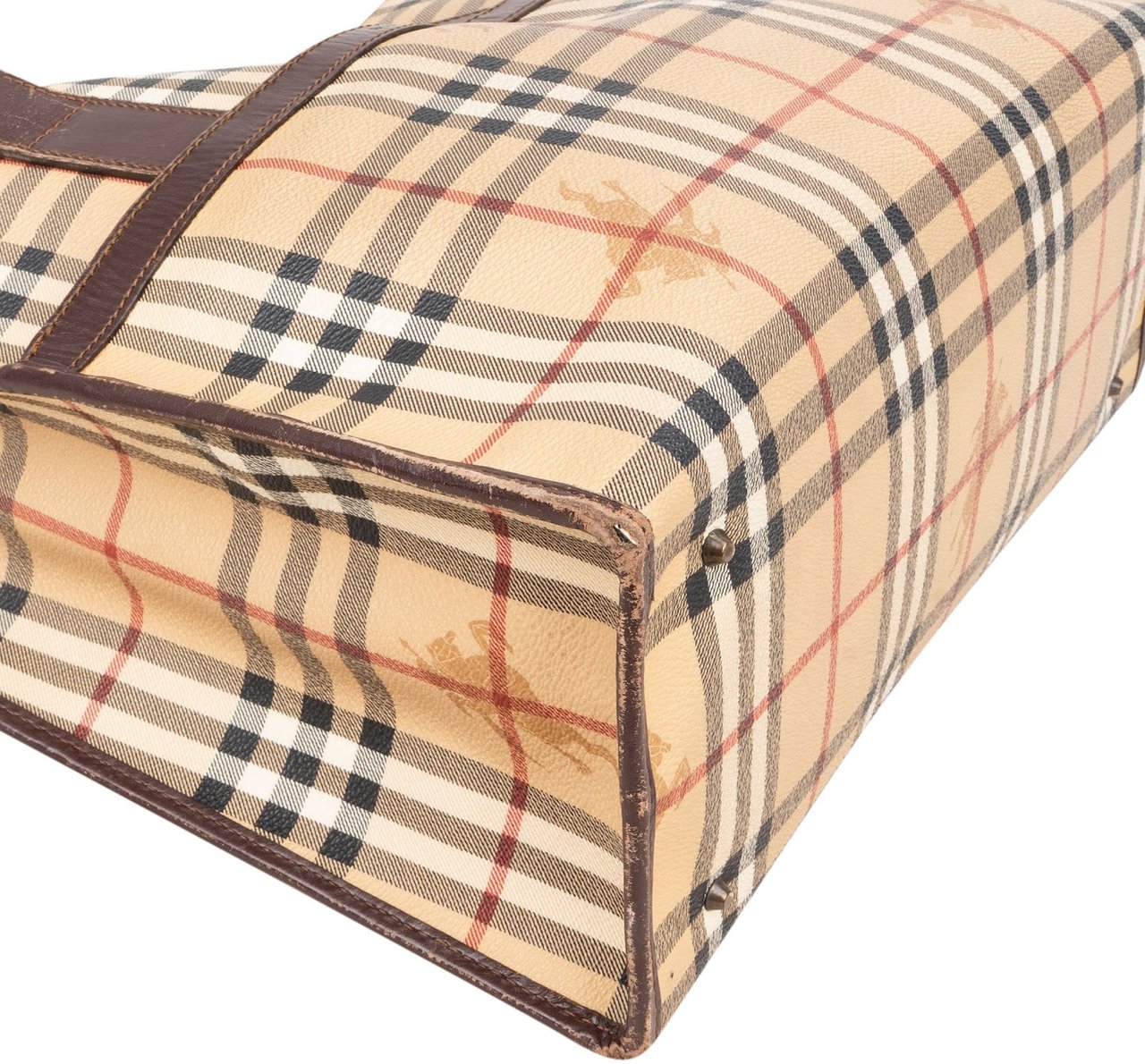 Burberry Haymarket Check Tote Shoulder Bag Beige