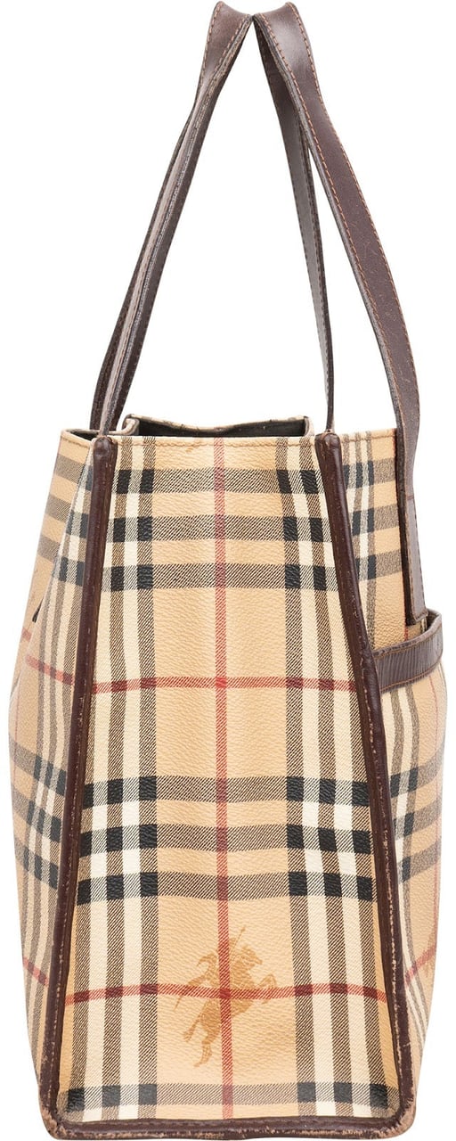 Burberry Haymarket Check Tote Shoulder Bag Beige