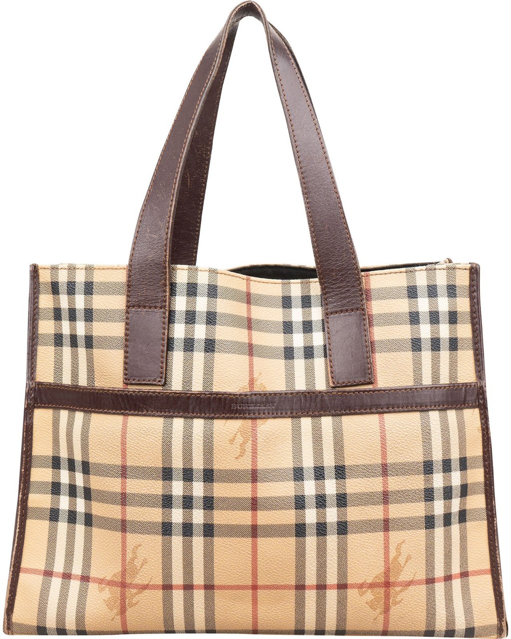 Burberry Haymarket Check Tote Shoulder Bag Beige