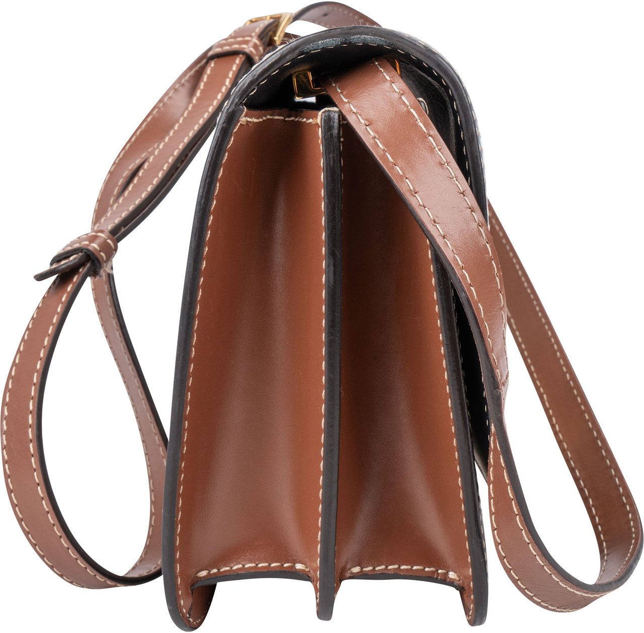 Burberry Canvas Bicolor Leather Small TB Crossbody Bag Beige