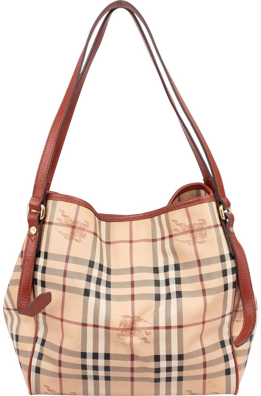 Burberry Nova-Check Monogram Haymarket Hobo Shoulder Bag Beige