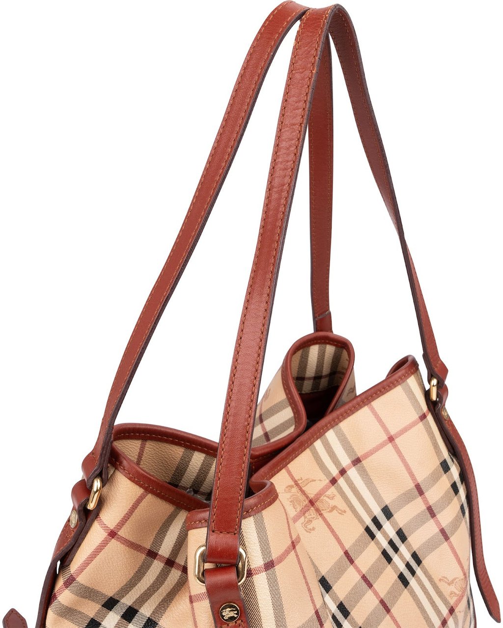Burberry Nova-Check Monogram Haymarket Hobo Shoulder Bag Beige