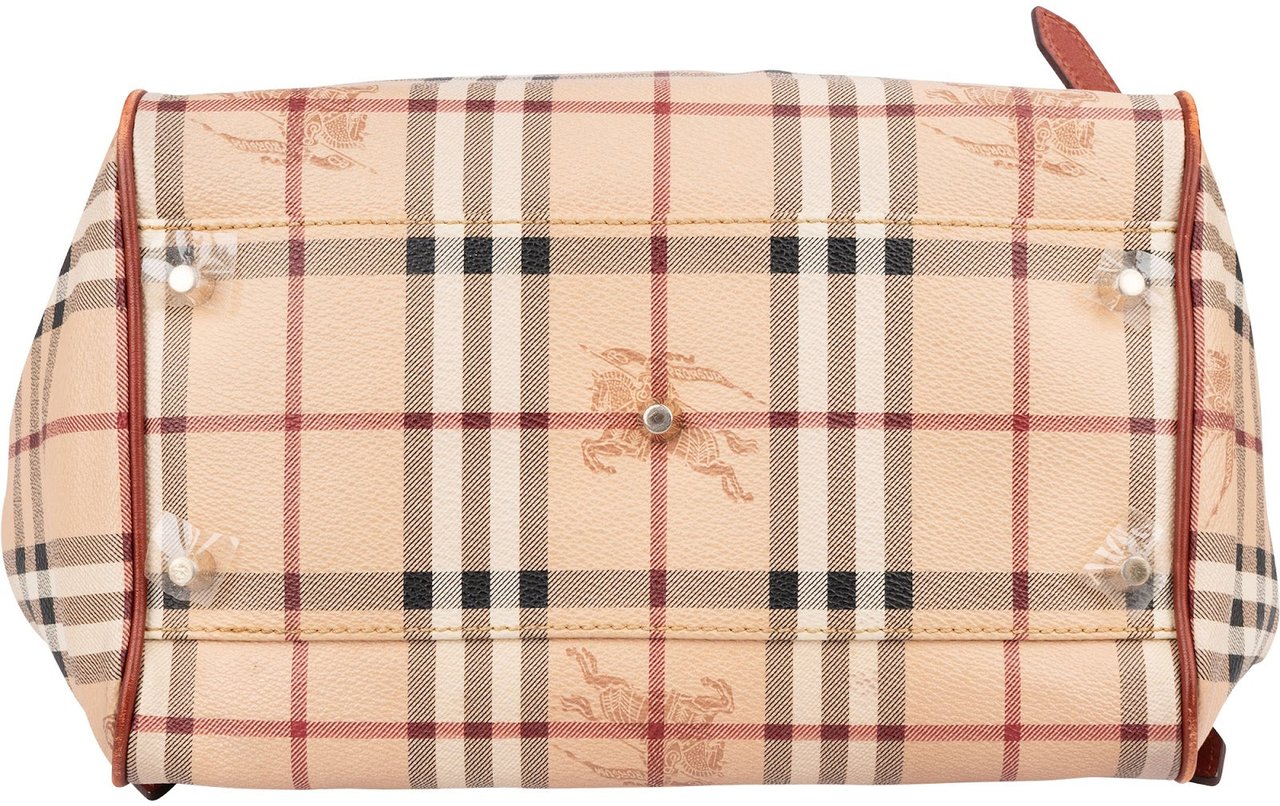 Burberry Nova-Check Monogram Haymarket Hobo Shoulder Bag Beige