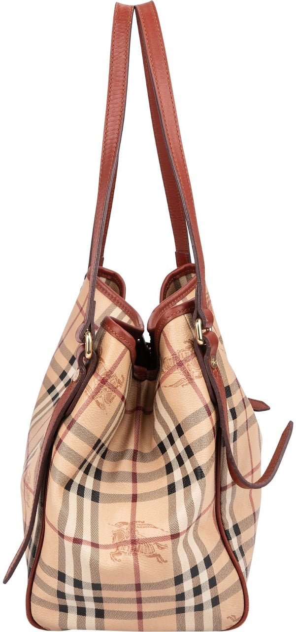 Burberry Nova-Check Monogram Haymarket Hobo Shoulder Bag Beige
