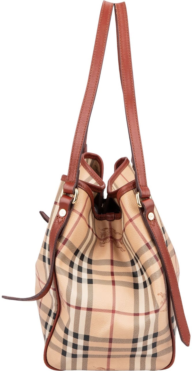 Burberry Nova-Check Monogram Haymarket Hobo Shoulder Bag Beige