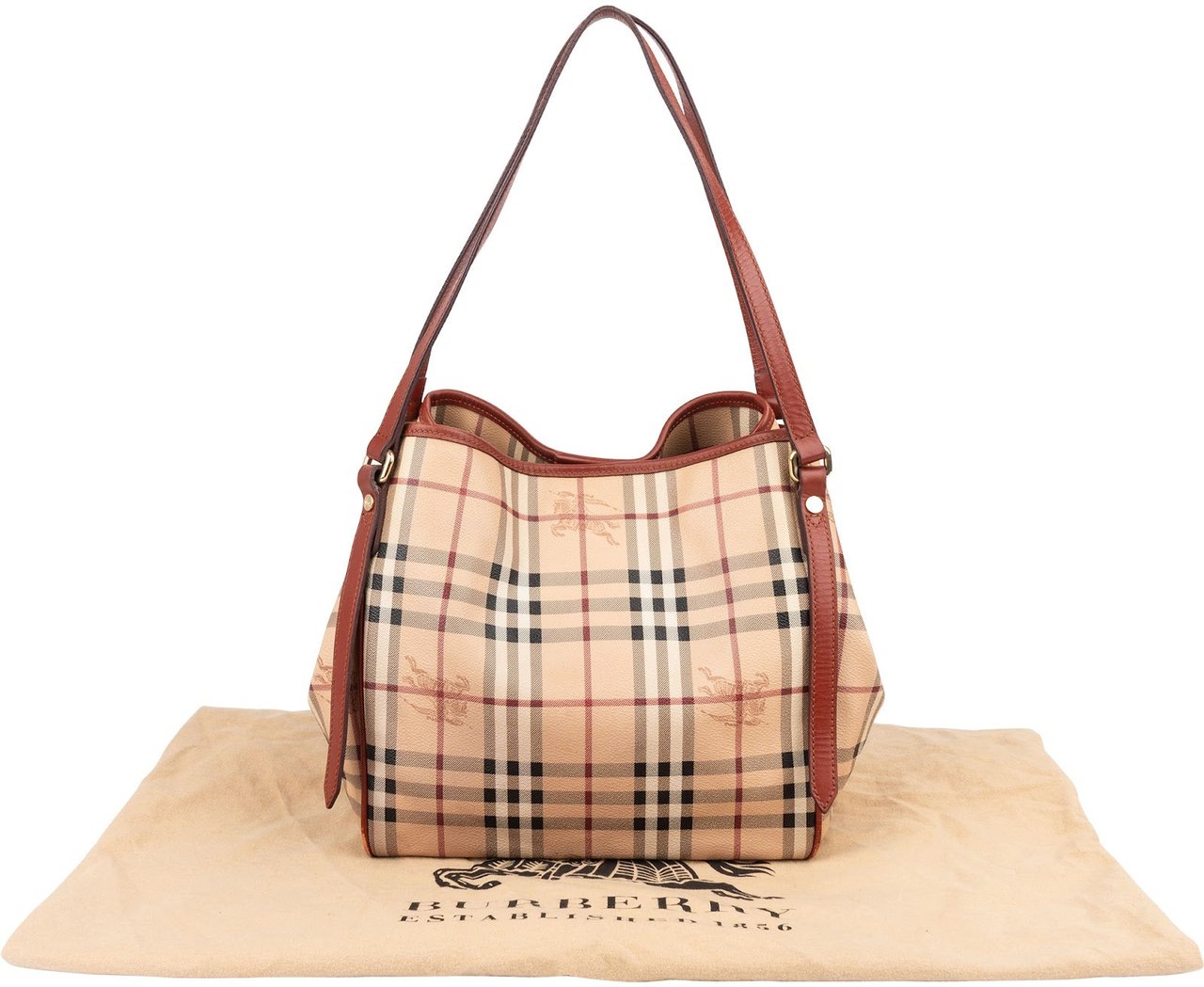 Burberry Nova-Check Monogram Haymarket Hobo Shoulder Bag Beige