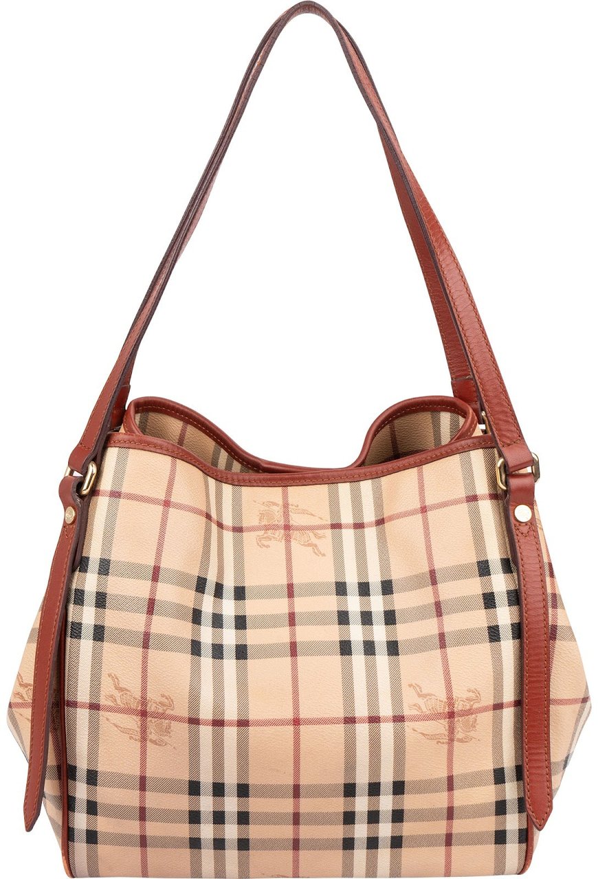 Burberry Nova-Check Monogram Haymarket Hobo Shoulder Bag Beige