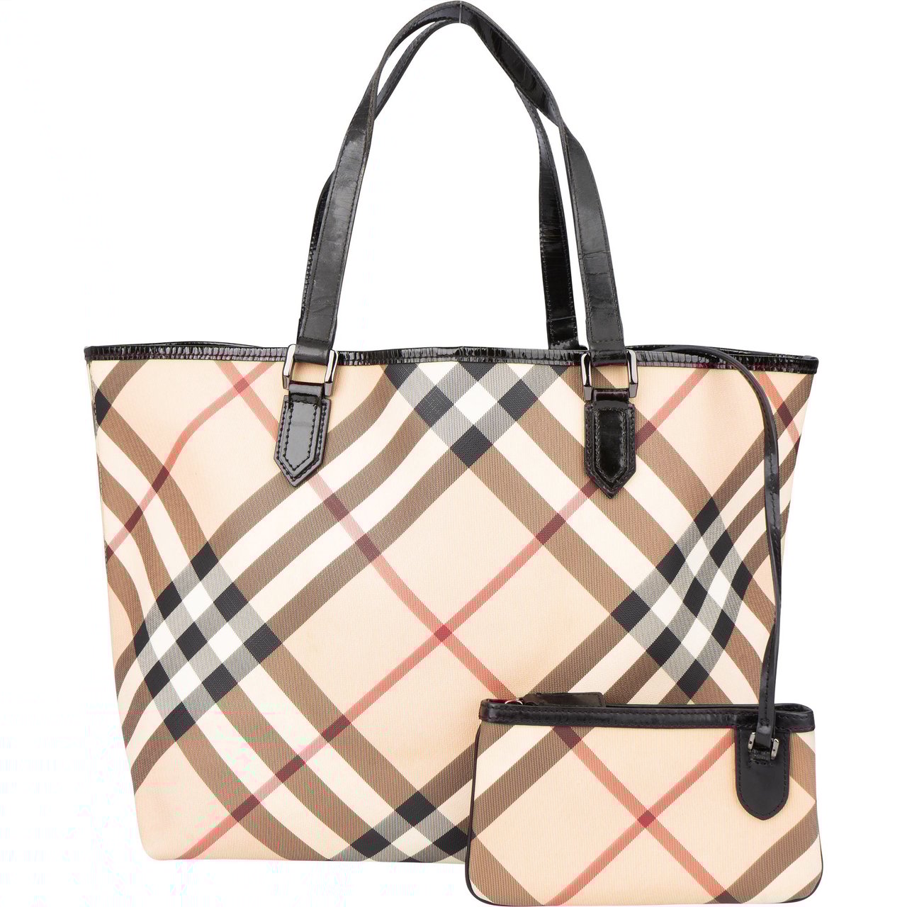 Burberry Burberrry Nova-Check Monogram Shopper Handbag Beige
