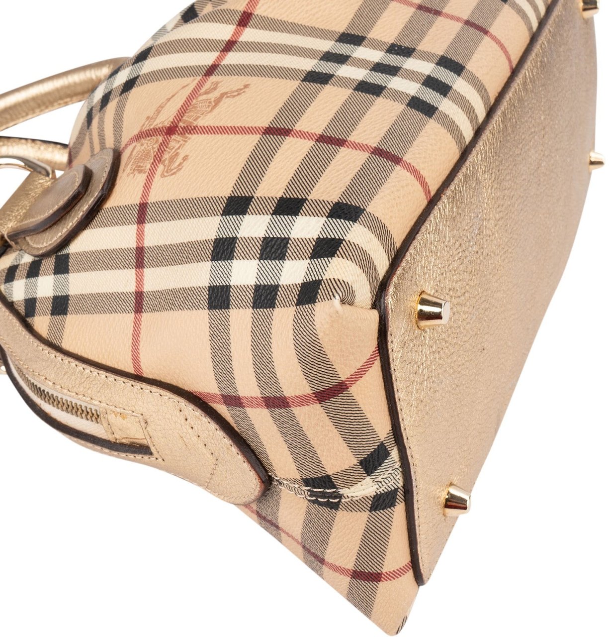 Burberry Haymarket Check Framed Bowling Handbag Beige