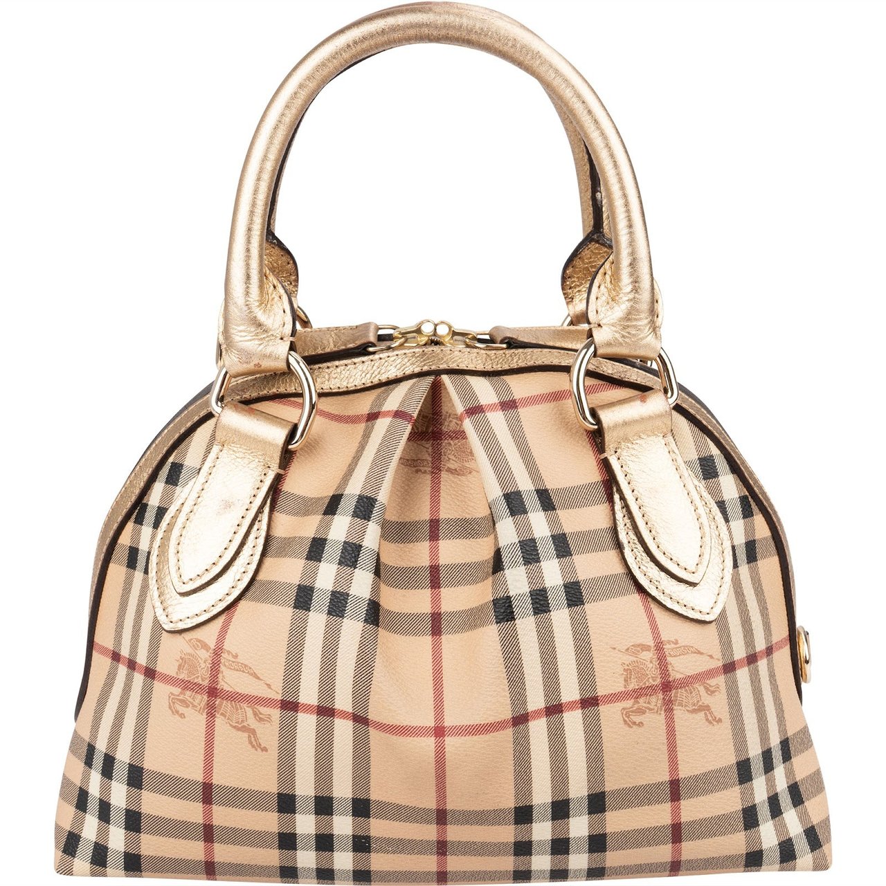 Burberry Haymarket Check Framed Bowling Handbag Beige