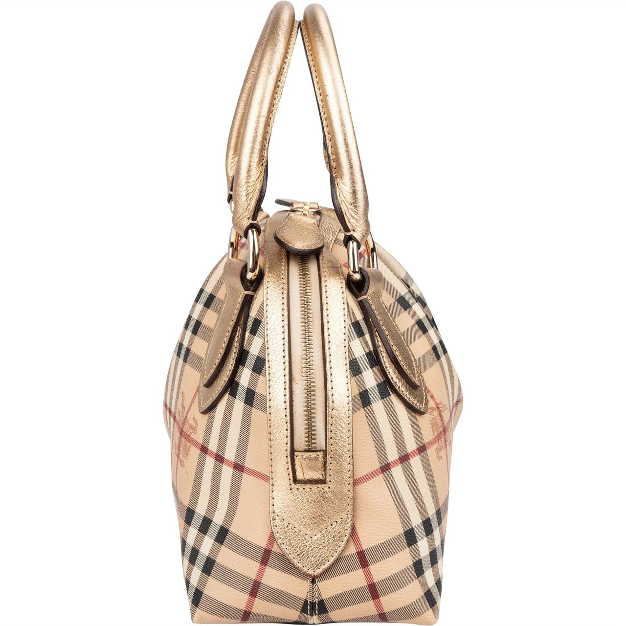 Burberry Haymarket Check Framed Bowling Handbag Beige