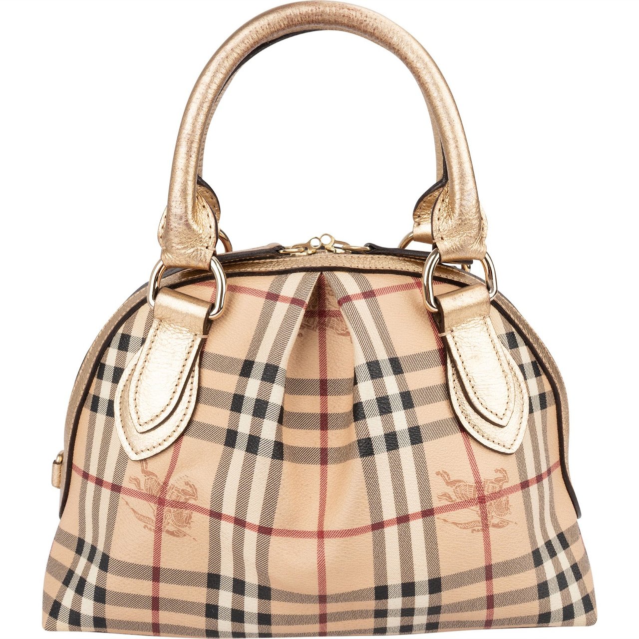 Burberry Haymarket Check Framed Bowling Handbag Beige