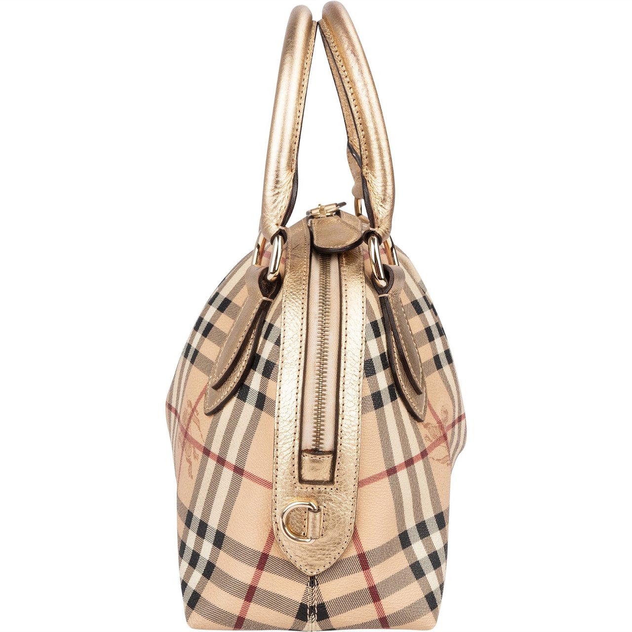 Burberry Haymarket Check Framed Bowling Handbag Beige
