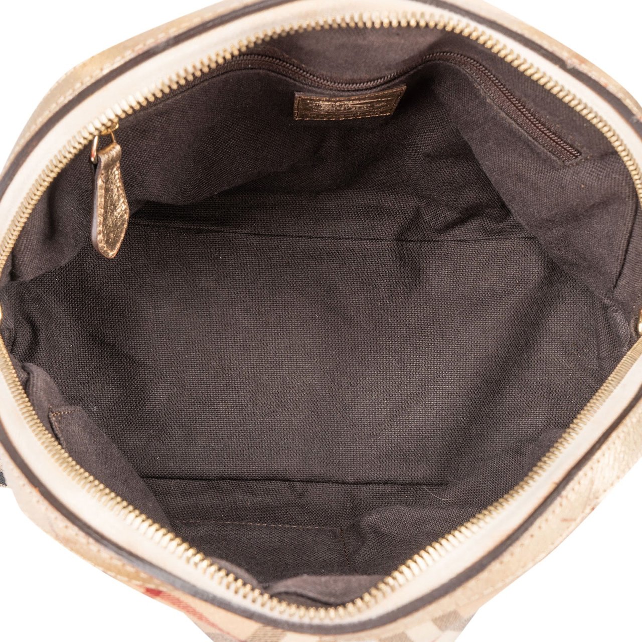 Burberry Haymarket Check Framed Bowling Handbag Beige