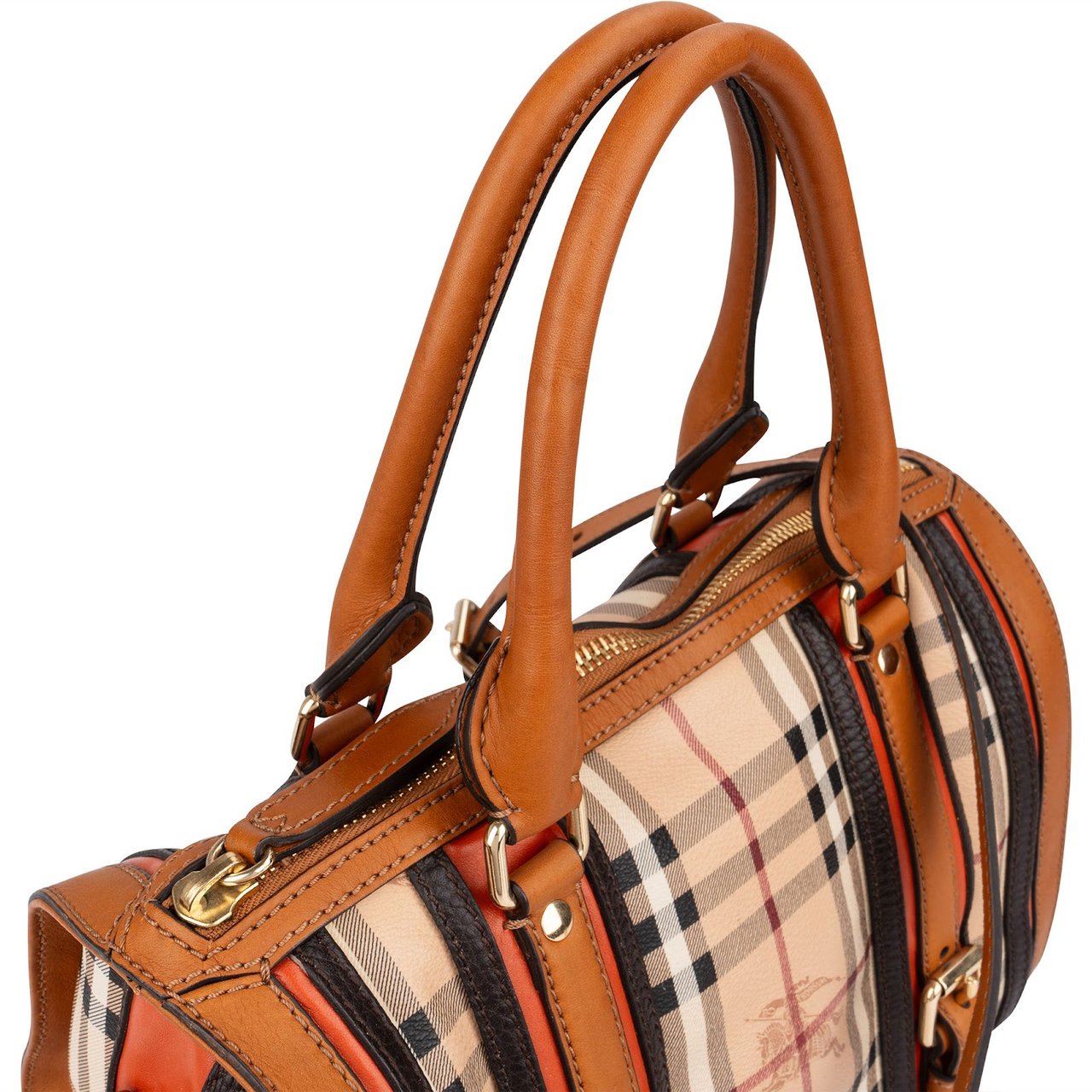 Burberry Nova-Checl Small Alchester Bowling Handbag Beige