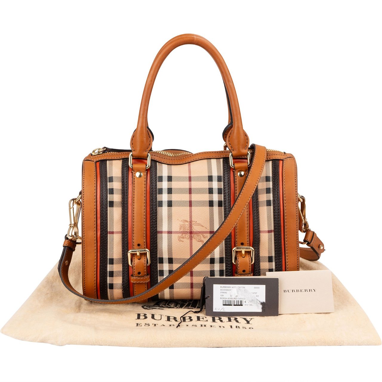 Burberry Nova-Checl Small Alchester Bowling Handbag Beige