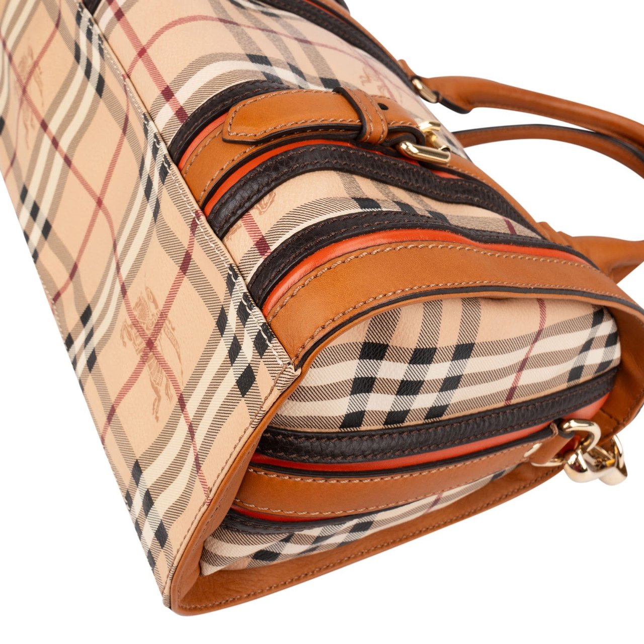 Burberry Nova-Checl Small Alchester Bowling Handbag Beige