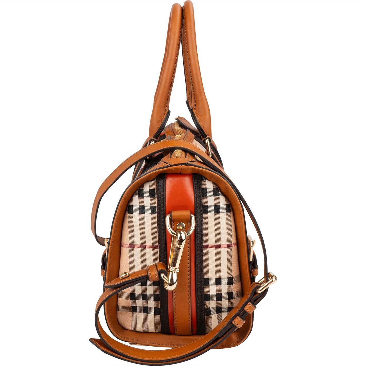 Burberry Nova-Checl Small Alchester Bowling Handbag Beige