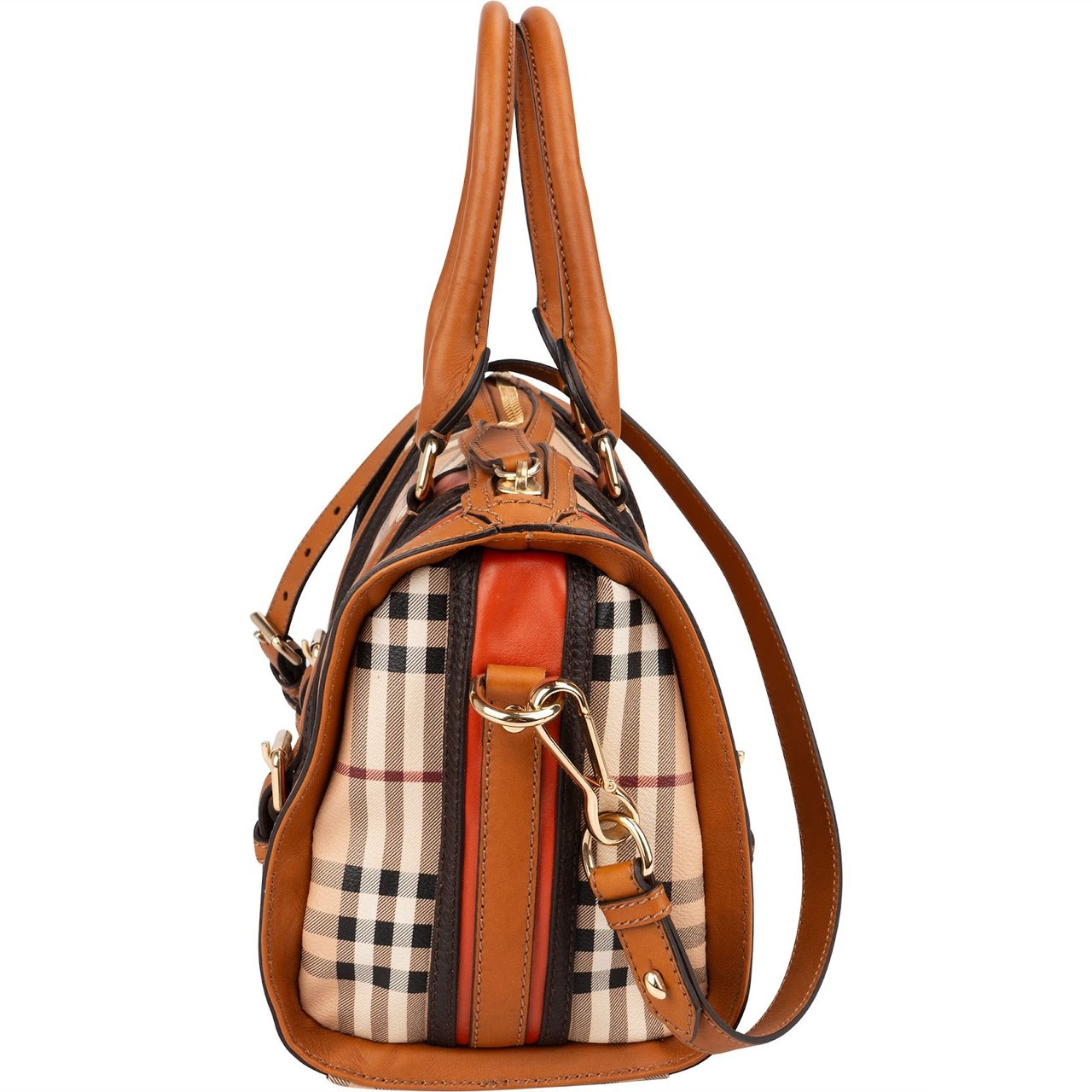 Burberry Nova-Checl Small Alchester Bowling Handbag Beige