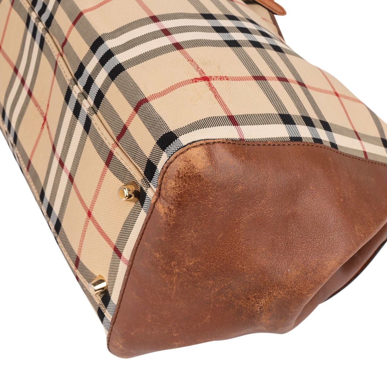Burberry Nova-Check Monogram Haymarket Hobo Shoulder Bag Beige