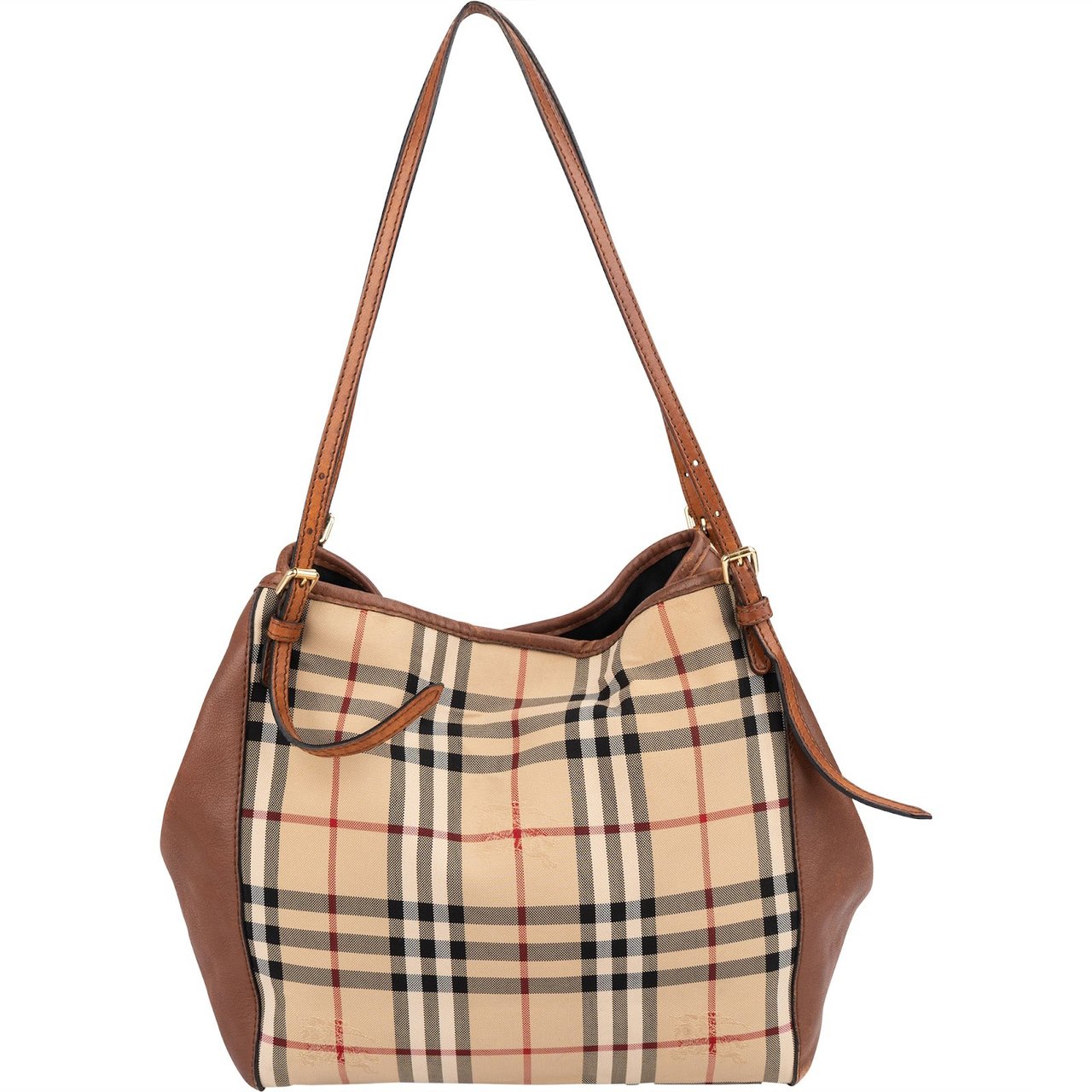 Burberry Nova-Check Monogram Haymarket Hobo Shoulder Bag Beige