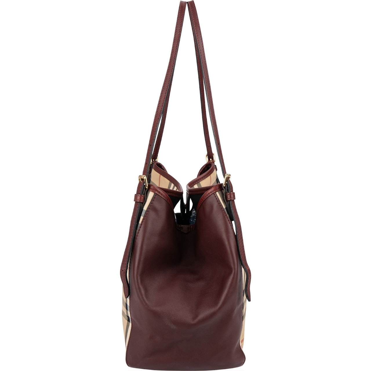 Burberry Nova-Check Haymarket Hobo Shoulder Bag Beige