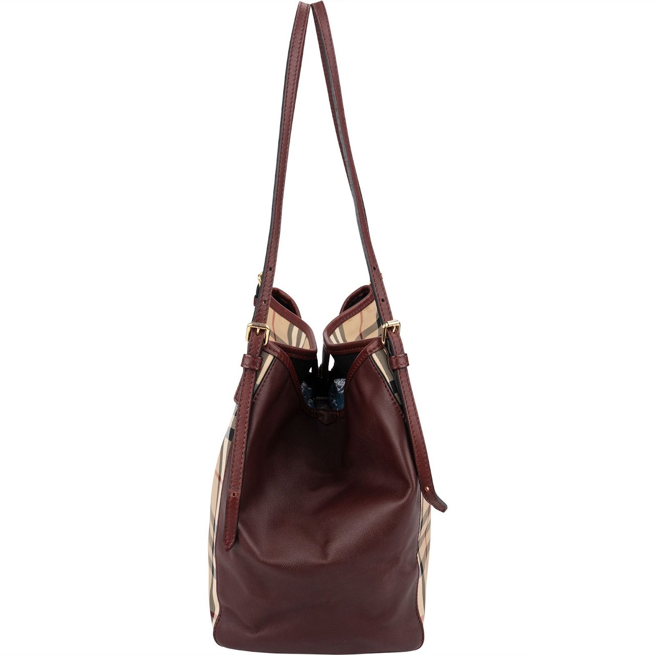 Burberry Nova-Check Haymarket Hobo Shoulder Bag Beige