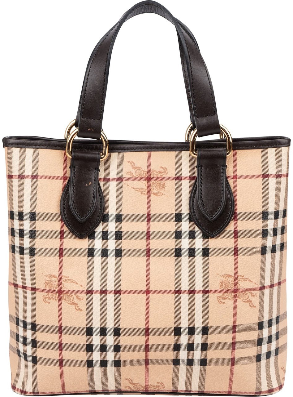 Burberry Nova-Check Monogram Tote Handbag Bruin