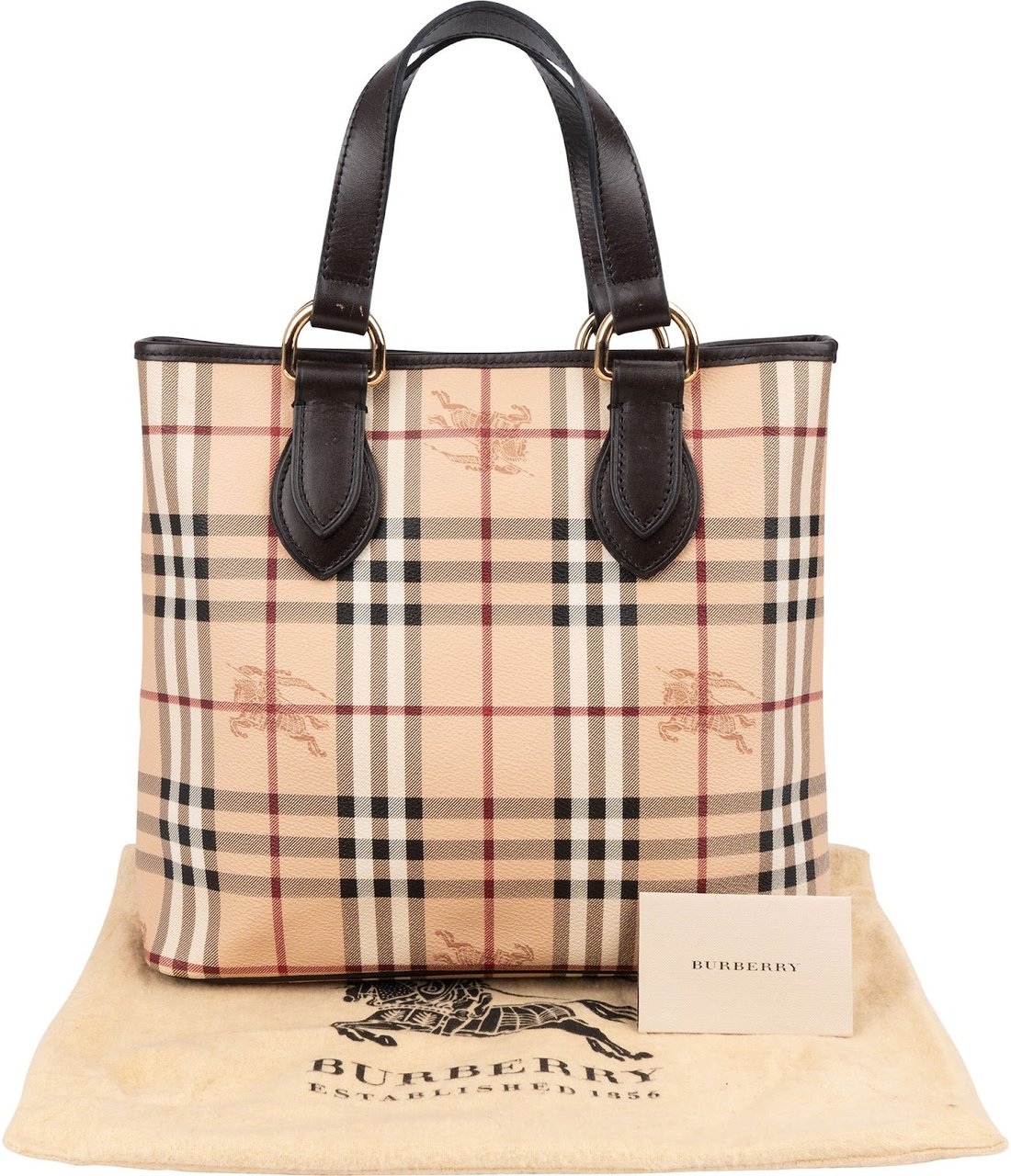 Burberry Nova-Check Monogram Tote Handbag Bruin