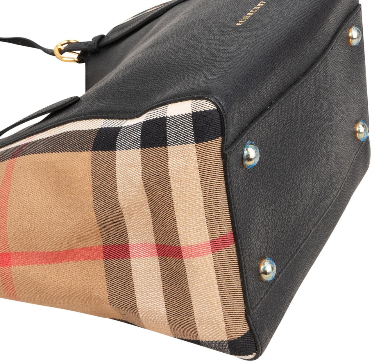 Burberry Black Leather House Check Canterbury Tote Shoulder Bag Zwart