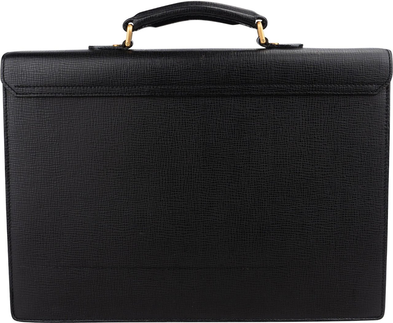 Burberry Burberrys Textured Leather Briefcase Handbag Zwart