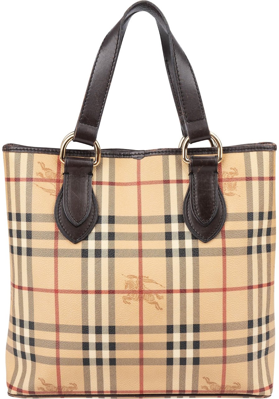 Burberry Haymarket Nova-Check Tote Handbag Beige