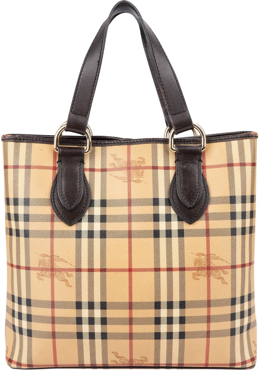 Burberry Haymarket Nova-Check Tote Handbag Beige