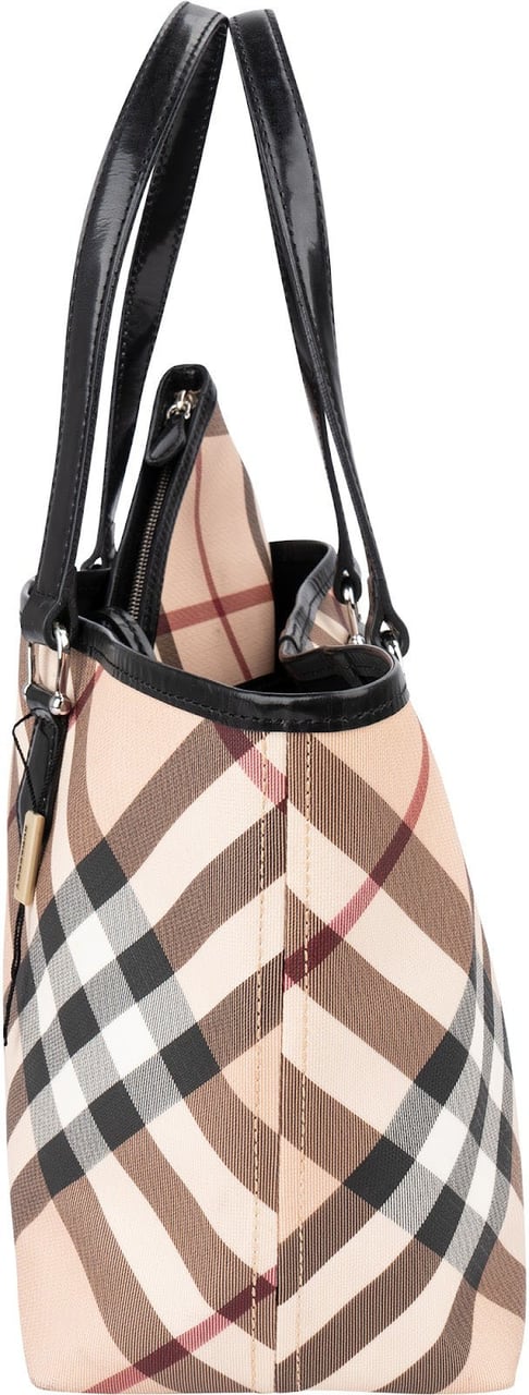 Burberry Haymarket Check Reversible Tote Shoulder Bag Zwart