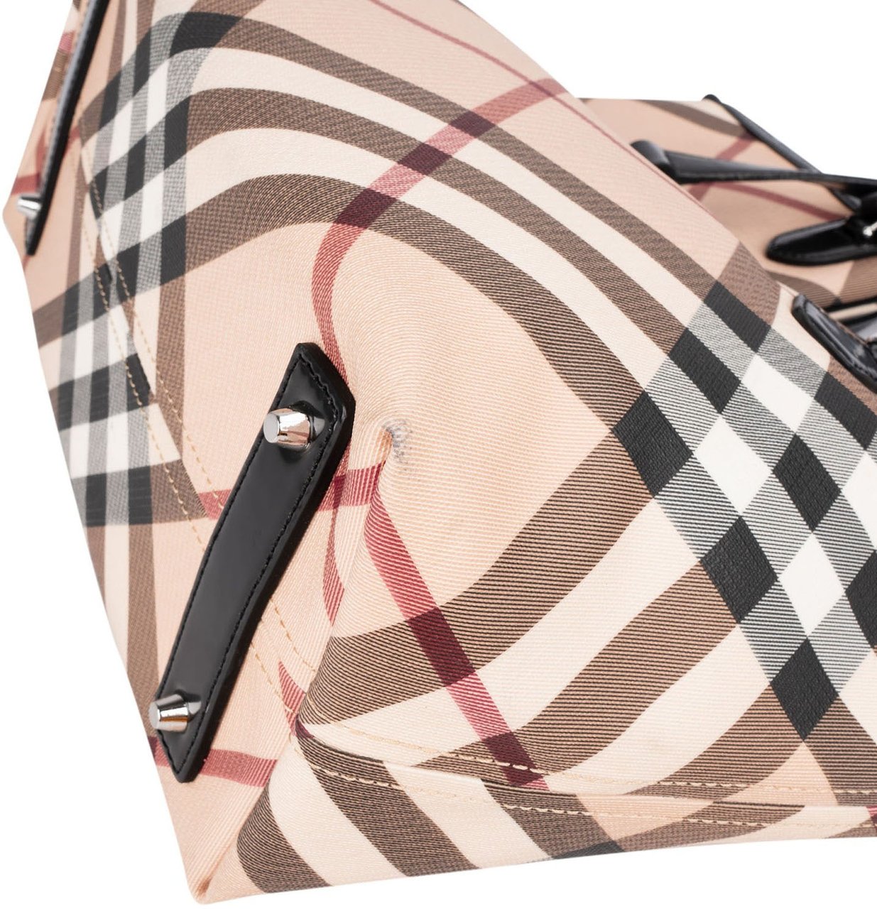 Burberry Haymarket Check Reversible Tote Shoulder Bag Zwart