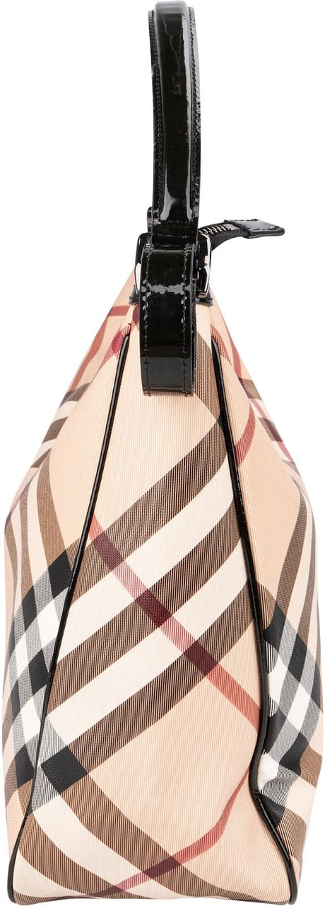 Burberry Nova-Check Monogram Hobo Shoulder Bag Beige
