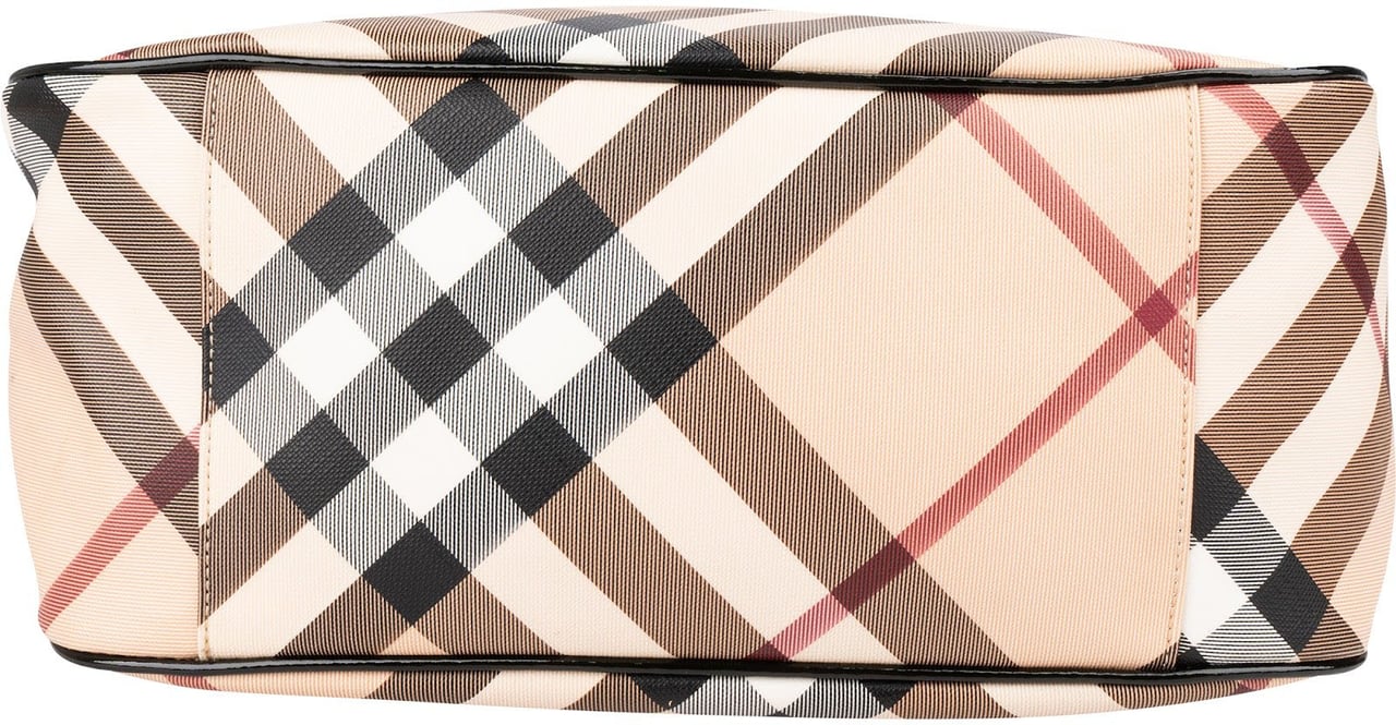Burberry Nova-Check Monogram Hobo Shoulder Bag Beige